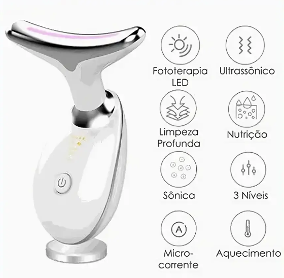 Massageador DermaLift – Rejuvenescimento Facial com Vibração e Calor