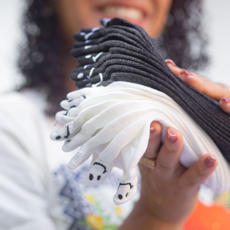 Meia-passos alegres - Cores Únicas- 10 pares